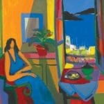 Marcel Mouly, La Femme en Bleu “Fenetre Grecque”, 1985, 45 x 57, Oil on canvas, Courtesy of Park West Museum